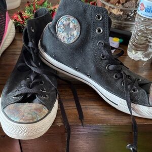Converse Black High-Top Sneakers with Iridescent Accents